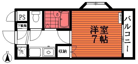 サンユウハイツII(1K/3階)の間取り写真