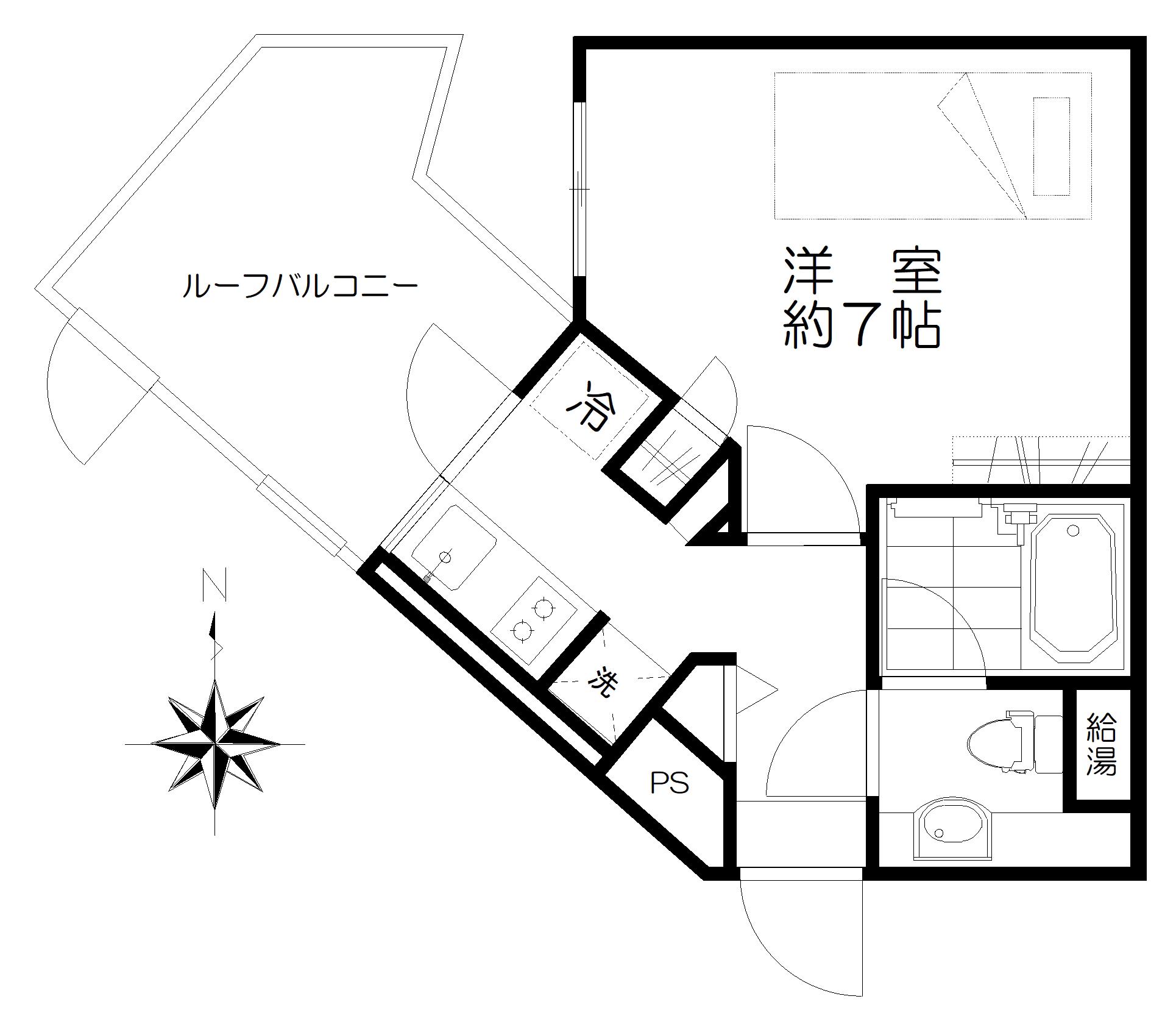 シュロスミーナ白金台(1K/2階)の間取り写真