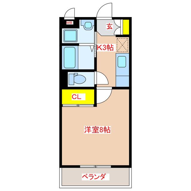 イーストベースVII(1K/2階)の間取り写真