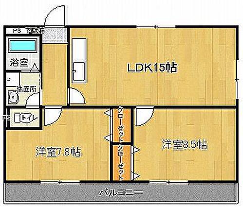 サンフィールドIII(2LDK/2階)の間取り写真