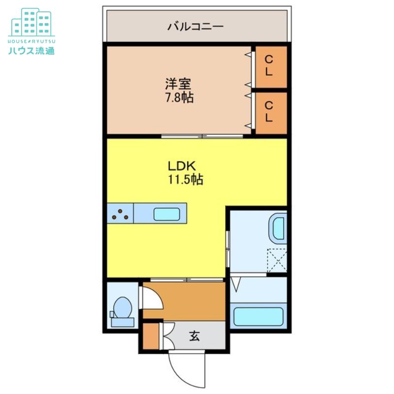 エスポワール長野(1LDK/5階)の間取り写真