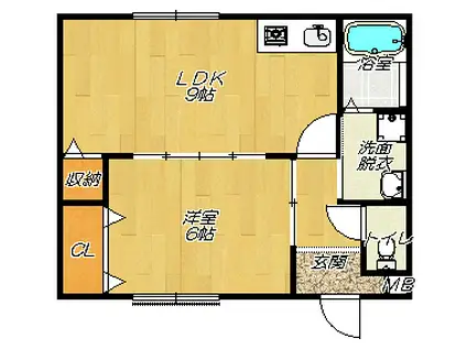 トモエハイツ7号館(1LDK/2階)の間取り写真