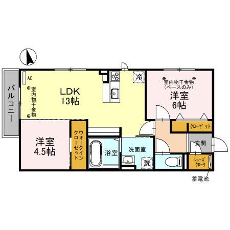 グランドゥール(2LDK/3階)の間取り写真