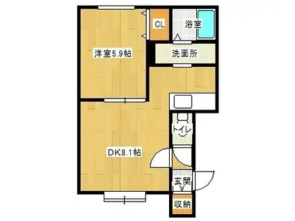 LUPINUS(1DK/1階)の間取り写真