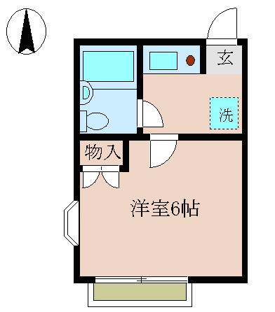 ベイハイツ市川(1K/2階)の間取り写真