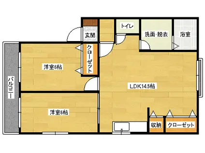 ＪＲ可部線 下祇園駅 徒歩14分 3階建 築30年(2LDK/3階)の間取り写真