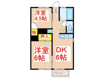 コーポST(2DK/1階)の間取り写真