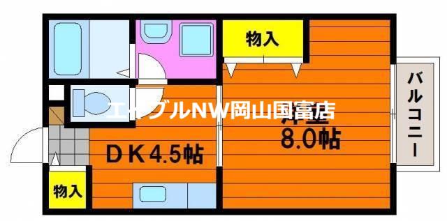 S・T・VILLA TSUSHIMA C(1K/2階)の間取り写真