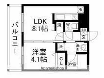 アクタス天神北(1LDK/7階)の間取り写真