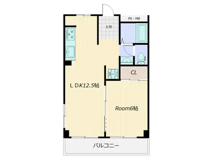 サニーハイツ針中野(1LDK/2階)の間取り写真