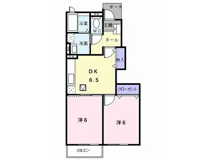 セレーノやしろ A(2DK/1階)の間取り写真