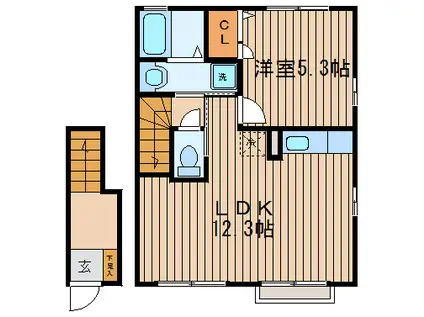 エテルノ A棟(1LDK/2階)の間取り写真