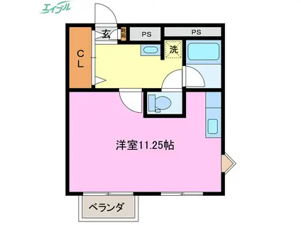 ヴィラ・ローズガーデン(ワンルーム/2階)の間取り写真