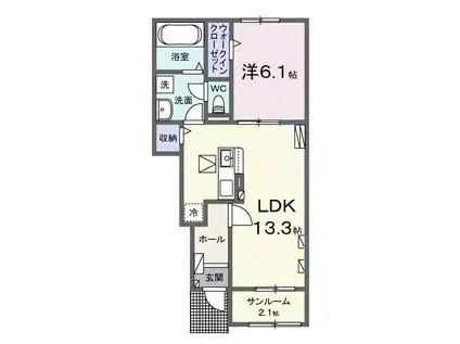 クリアネスII(1LDK/1階)の間取り写真