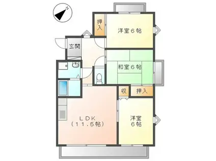 セレーブル春日(3LDK/3階)の間取り写真