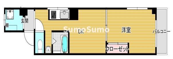 KMコート(1DK/3階)の間取り写真