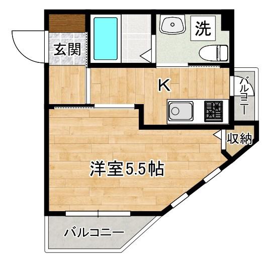 旦過タカヤコーポレーションビル(ワンルーム/5階)の間取り写真