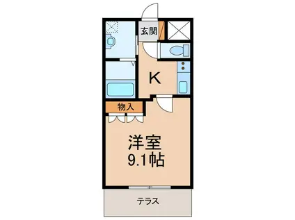 シャングリラI(1K/1階)の間取り写真