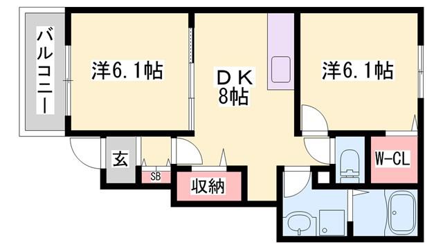 フィオレンティーナIII(2DK/1階)の間取り写真