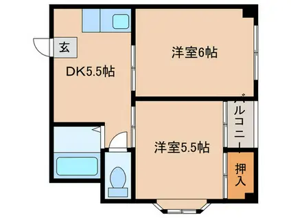 ハイツA1(2DK/1階)の間取り写真