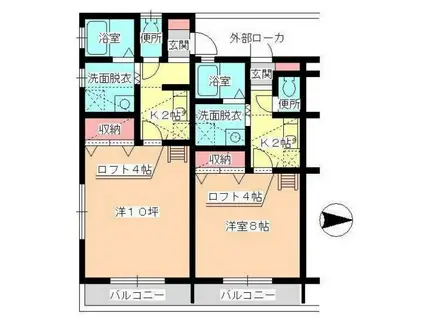 コーポ西土井II(1SK/2階)の間取り写真