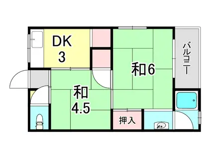 平井文化(2DK/2階)の間取り写真