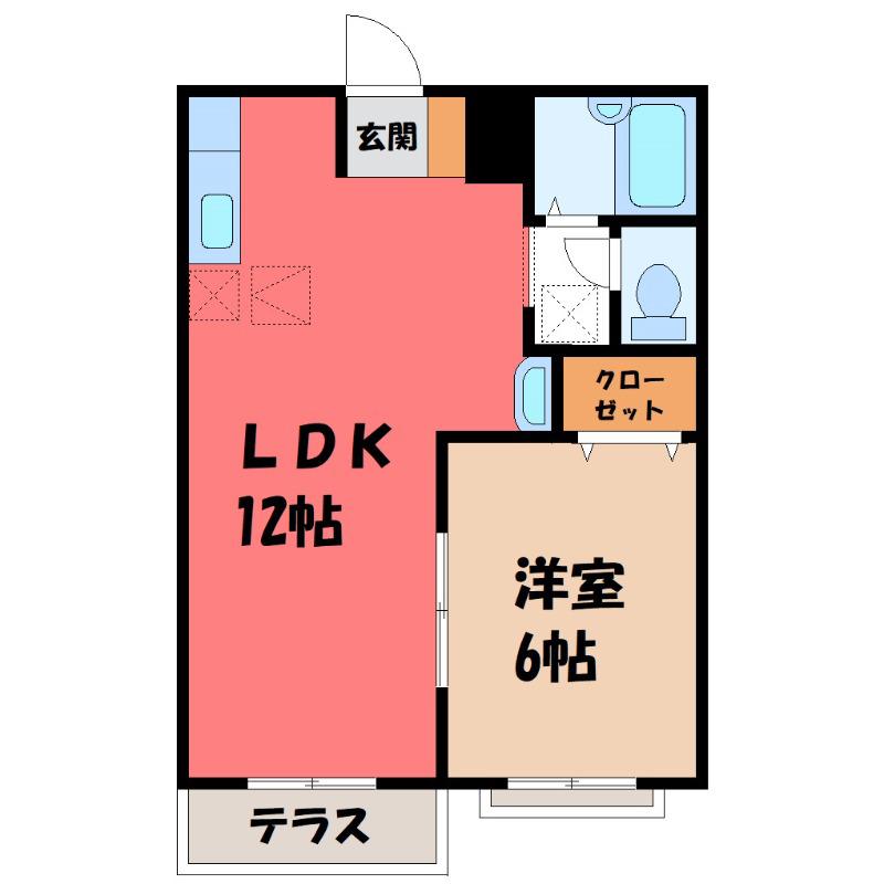 ニューシティーA(1LDK/1階)の間取り写真