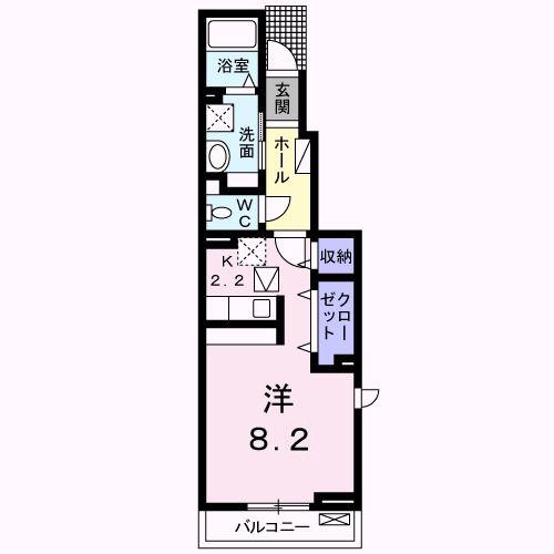 JR鹿児島本線 西熊本駅 徒歩9分 2階建 築11年(ワンルーム/1階)の間取り写真