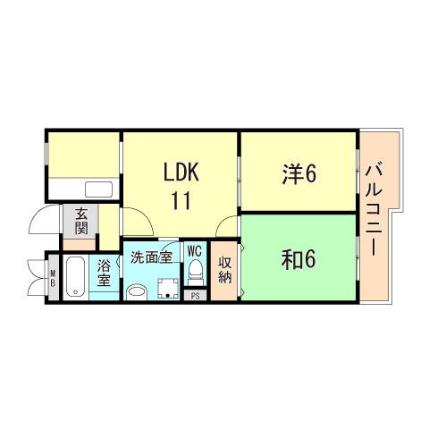 マインドパレス須磨浦(2LDK/2階)の間取り写真