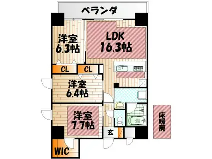 FAMILIE(3LDK/8階)の間取り写真