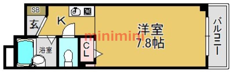 アビタシオン・F(ワンルーム/2階)の間取り写真