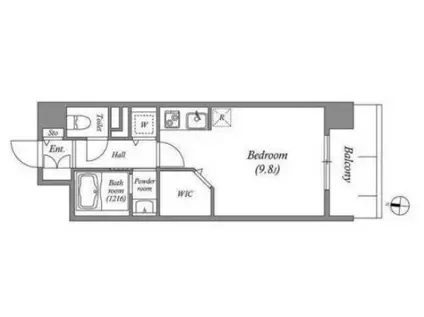 レジディア靭公園(ワンルーム/3階)の間取り写真