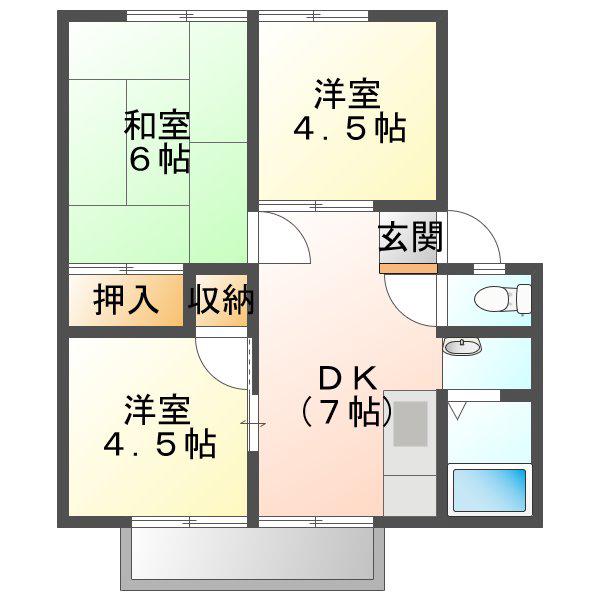 ウィンディア(3DK/1階)の間取り写真