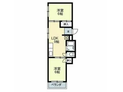 ハイツ富士(2LDK/4階)の間取り写真