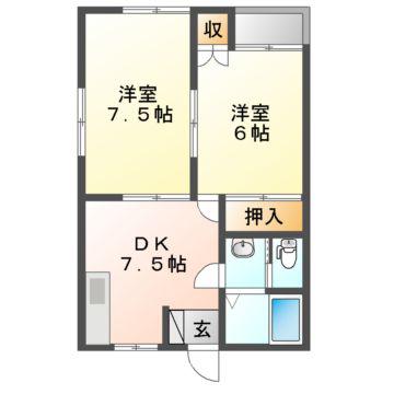 セジュールA(2DK/2階)の間取り写真