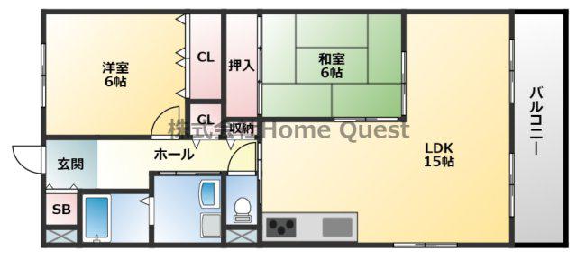 フローラ青山(2LDK/2階)の間取り写真
