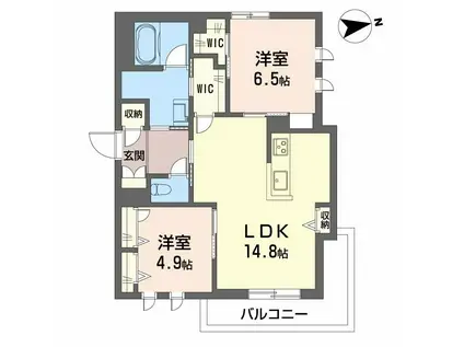 ヴィアソーレ曽根(2LDK/2階)の間取り写真