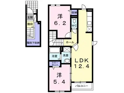 グラース アン ポタジェ II(2LDK/2階)の間取り写真