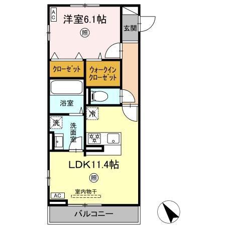 D-ROOM柊(1LDK/2階)の間取り写真