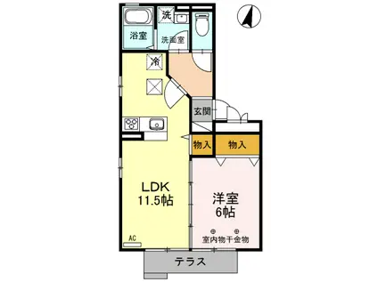 ハーベシアス A105(1LDK/1階)の間取り写真