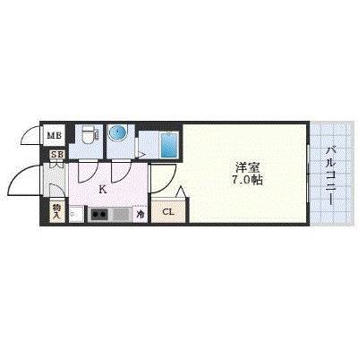 プレサンス江坂クォーレ(1K/8階)の間取り写真