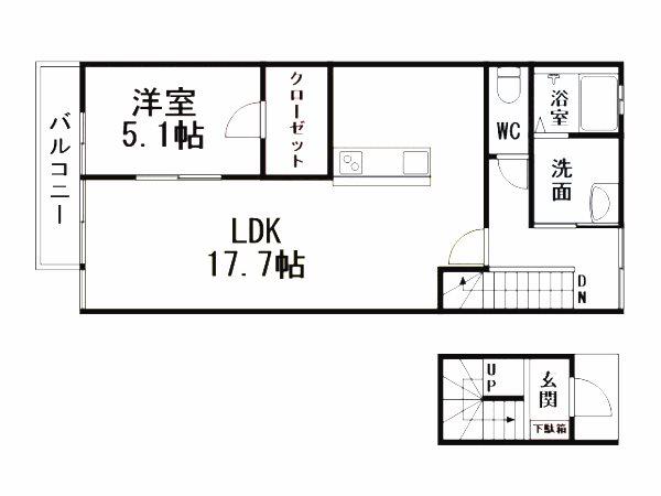 LA CASA FELICE(1LDK/2階)の間取り写真