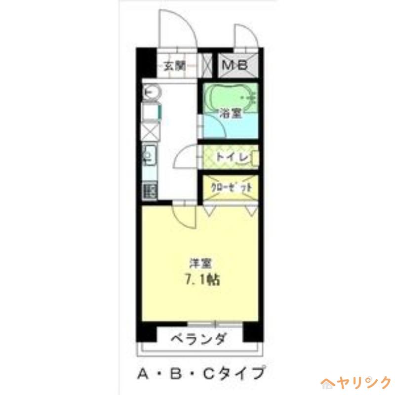 スカイコート天塚(1K/4階)の間取り写真