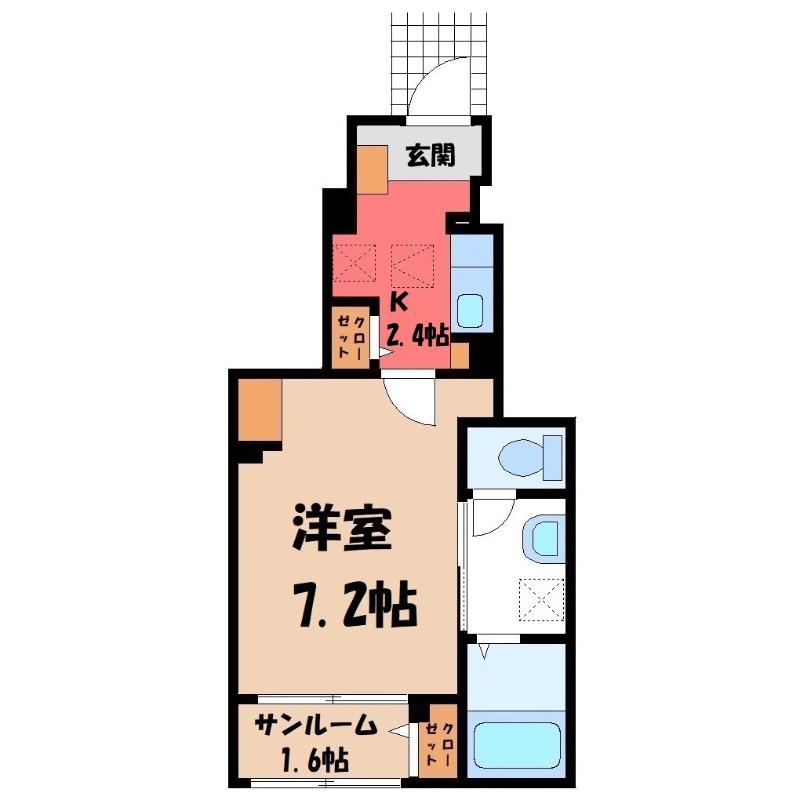 ヒカルサ熊谷石原サウス(1K/1階)の間取り写真