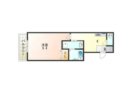 フジパレス東粉浜(1K/2階)の間取り写真