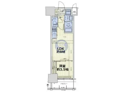 スワンズシティ谷町ブリエ(1LDK/13階)の間取り写真