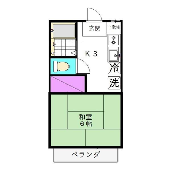コーポパルテノ(1K/2階)の間取り写真