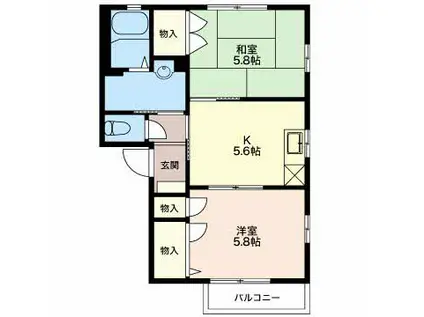 ディアス リヴェール セ(2K/2階)の間取り写真