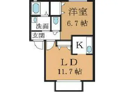 グランドール駒形(1LDK/2階)の間取り写真