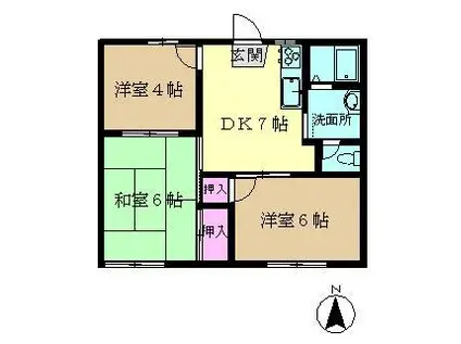 ハイツながしまA棟(3DK/1階)の間取り写真